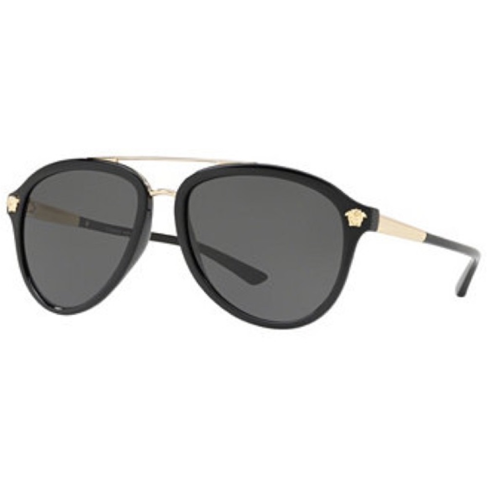 Versace Black and Gold Aviator Sunglasses